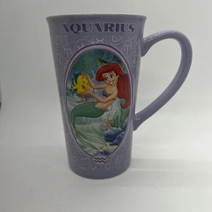 Disney Store The Little Mermaid Ariel Aquarius Zodiac Tall Latte Coffee Mug  6"